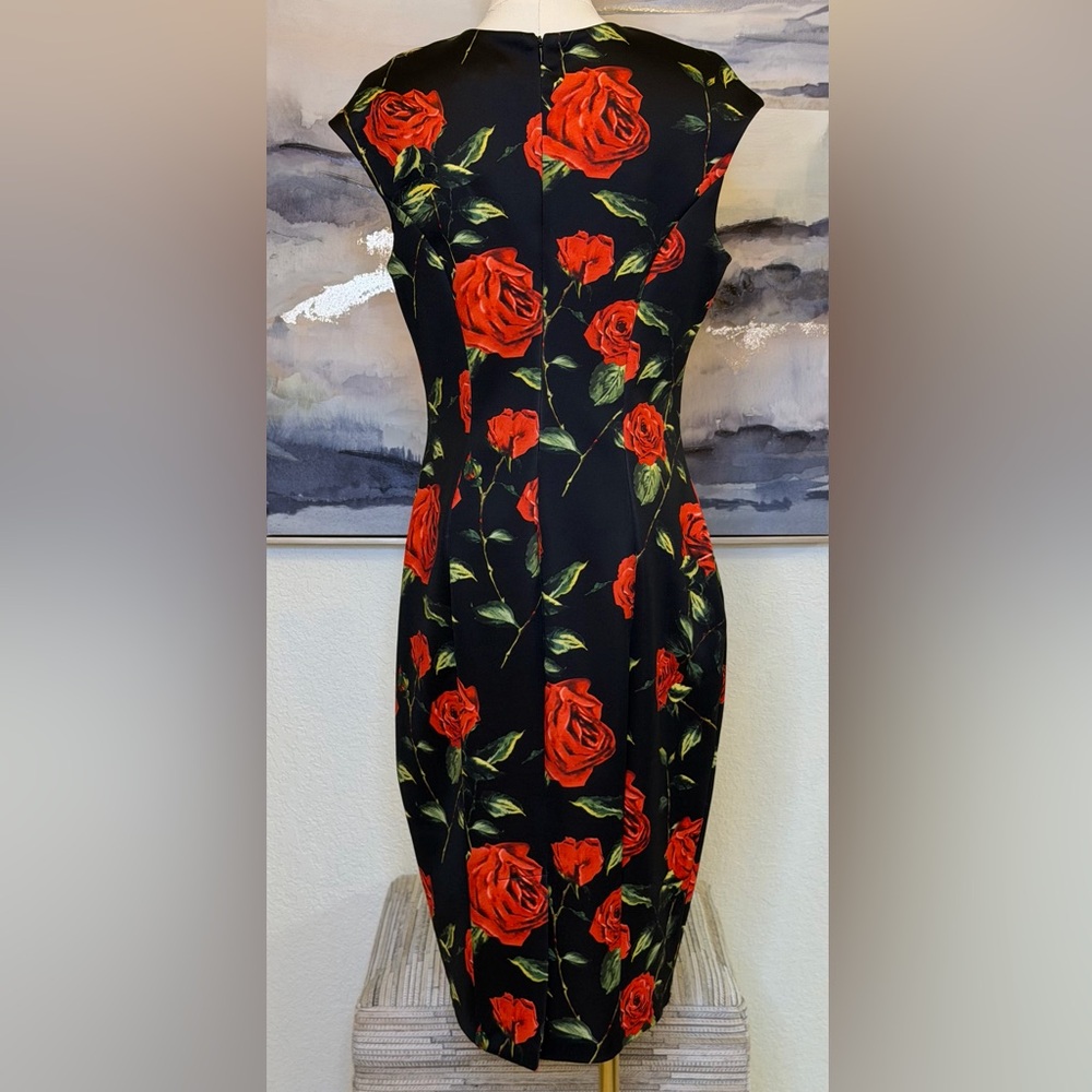 Alexia Admor Bodycon Rose Print Dress | Elegant Figure-Flattering Cocktail dress - Picture 5 of 11